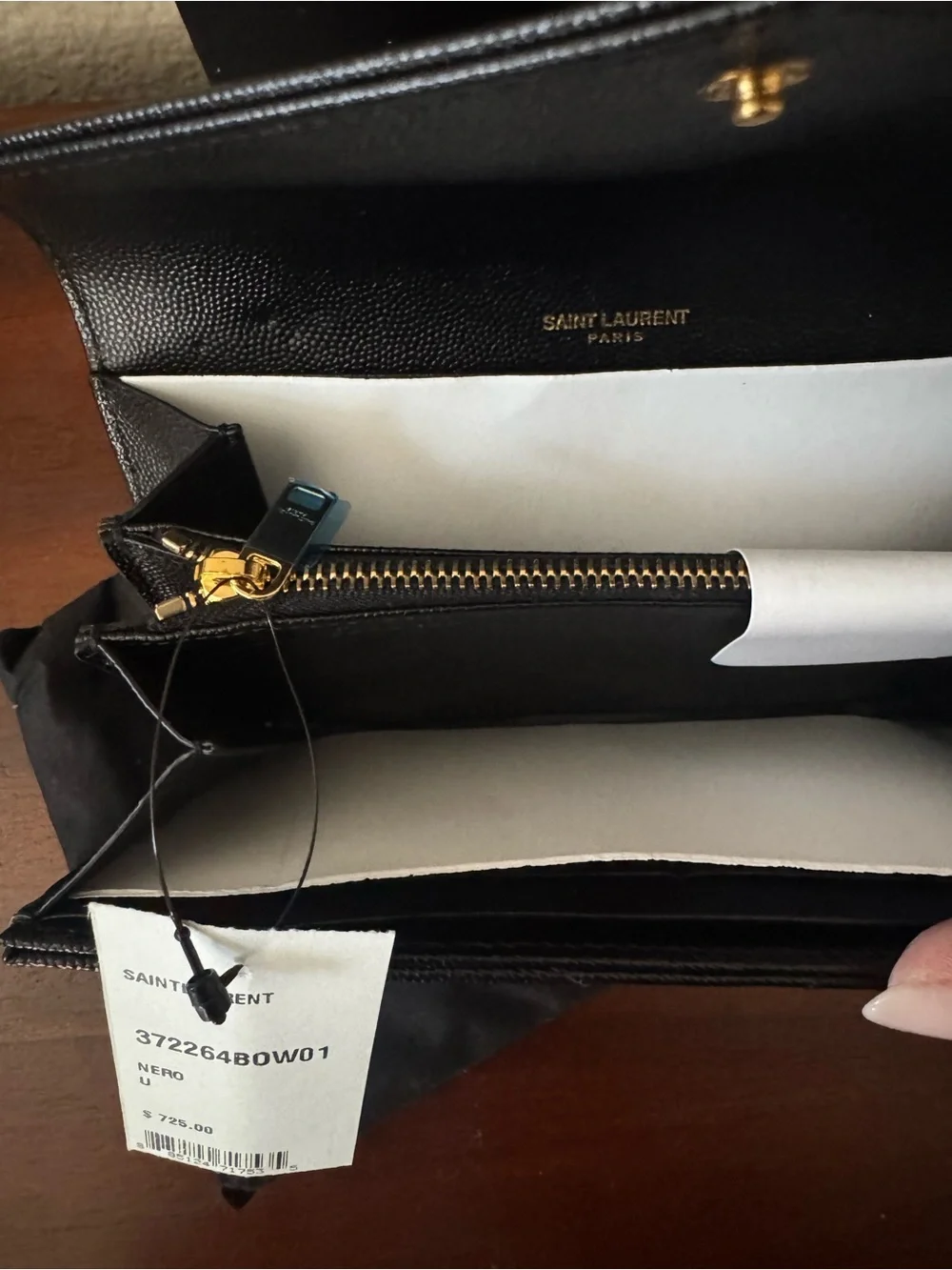 Saint Laurent Cassandre YSL Monogram Large Flap Wallet in grained leather